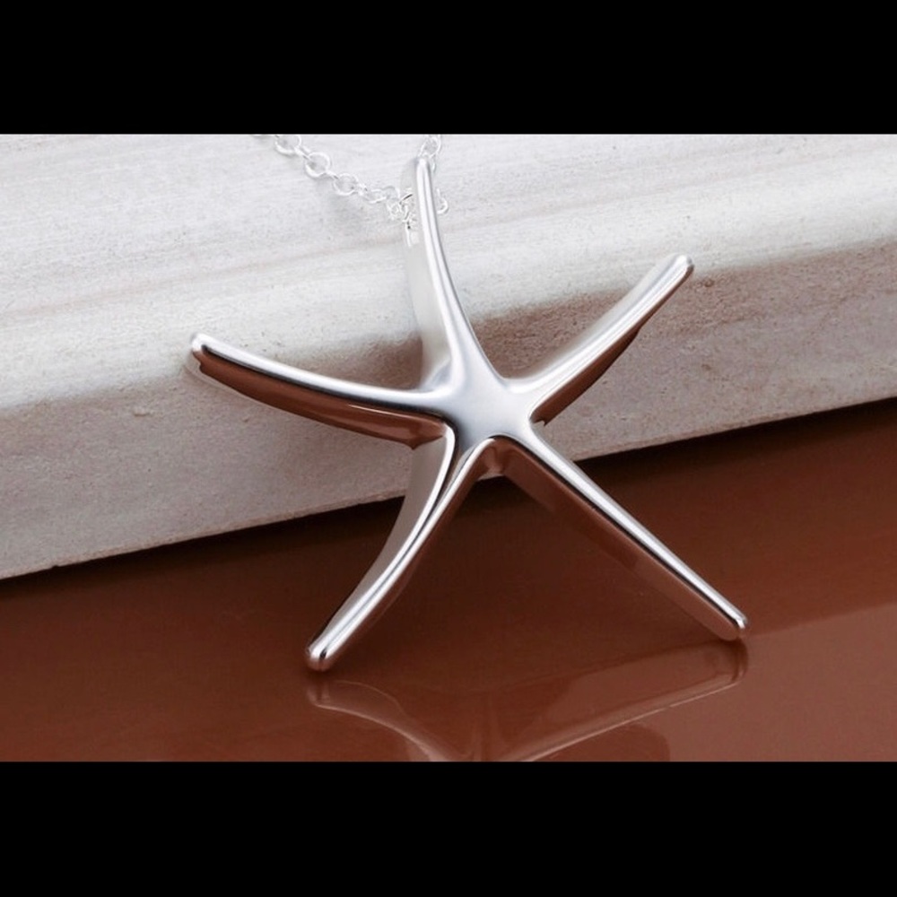 New! Sterling Silver Sea Star Pendant plus Chain